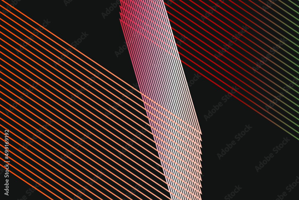Line path on the black ground, orange to green color gradient, minimal abstract background, geometric line pattern backdrop Line path on the black ground, orange to green color gradient, minimal abstract background, geometric line pattern backdrop