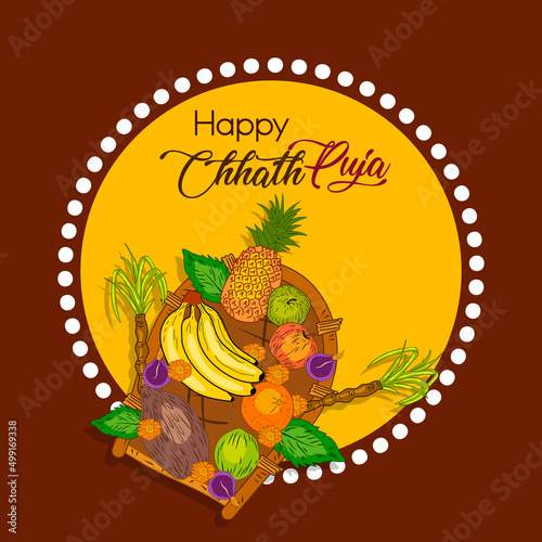 illustration of Happy Chhath Puja Holiday background for Sun festival of India 