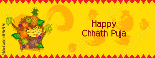 illustration of Happy Chhath Puja Holiday background for Sun festival of India 