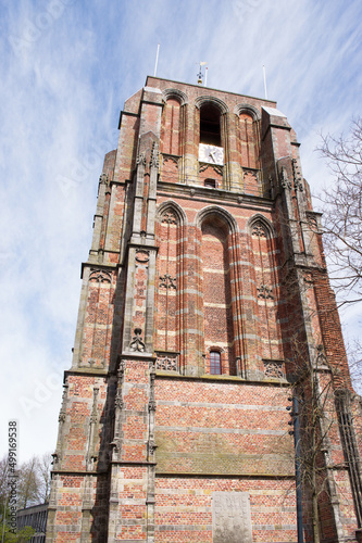 The Oldehove, an ancient leaning church tower in the center of Leeuwarden in the Netherlands photo