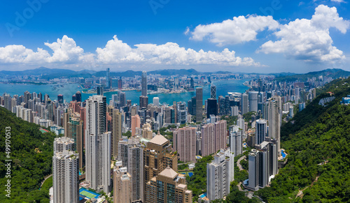Canvastavla Aerial view of Hong Kong city skyline