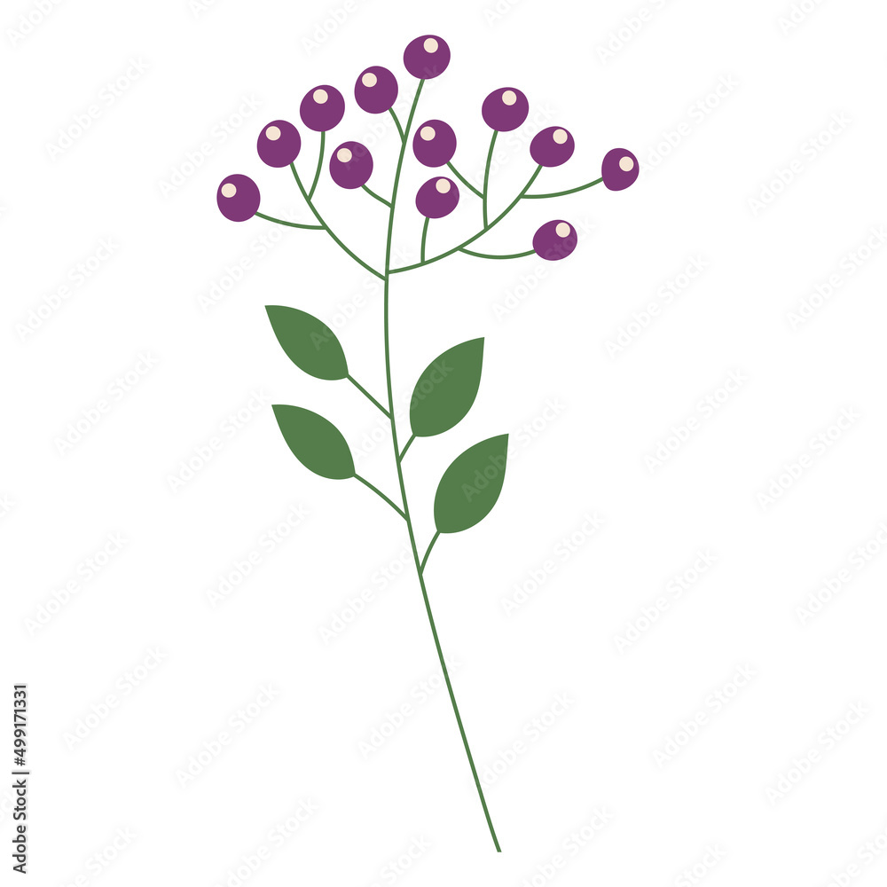 plant branch flat design, isolated