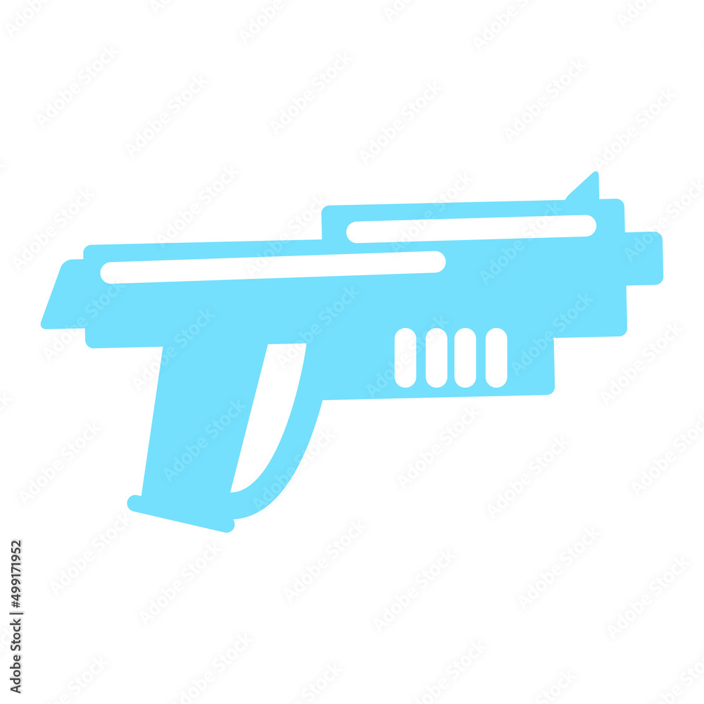 Futuristic gun semi flat color vector object. Military power. Full sized item on white. Modern military weapon. Simple cartoon style illustration for web graphic design and animation
