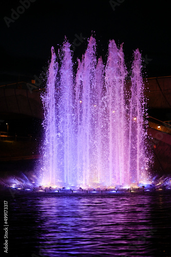 Katowice nocą, fontanna w nocy
