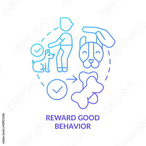 Reward good behavior blue gradient concept icon. Dog training technique abstract idea thin line illustration. Positive reinforcement. Isolated outline drawing. Myriad Pro-Bold font used