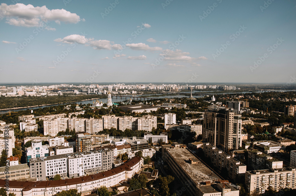 Panoramic view of Kyiv houses in Ukraine	