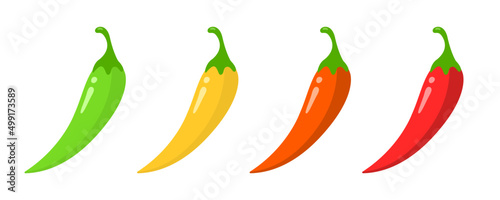 Fotografie, Obraz Spiciness level. Chilli with fire. Spicy. Vector illustration