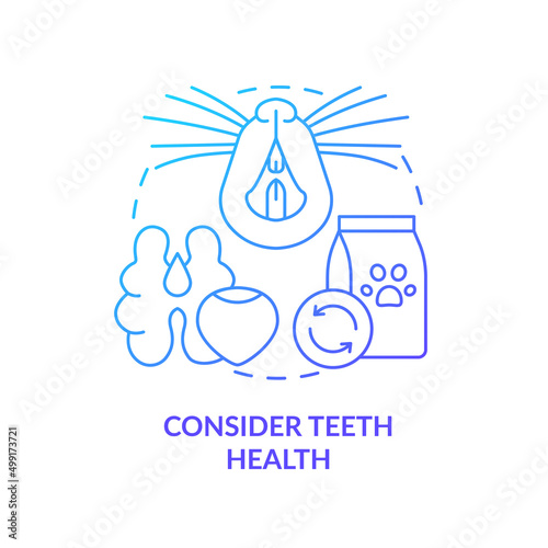 Consider teeth health blue gradient concept icon. Take care of small mammal pet abstract idea thin line illustration. Rodent dental care. Isolated outline drawing. Myriad Pro-Bold font used