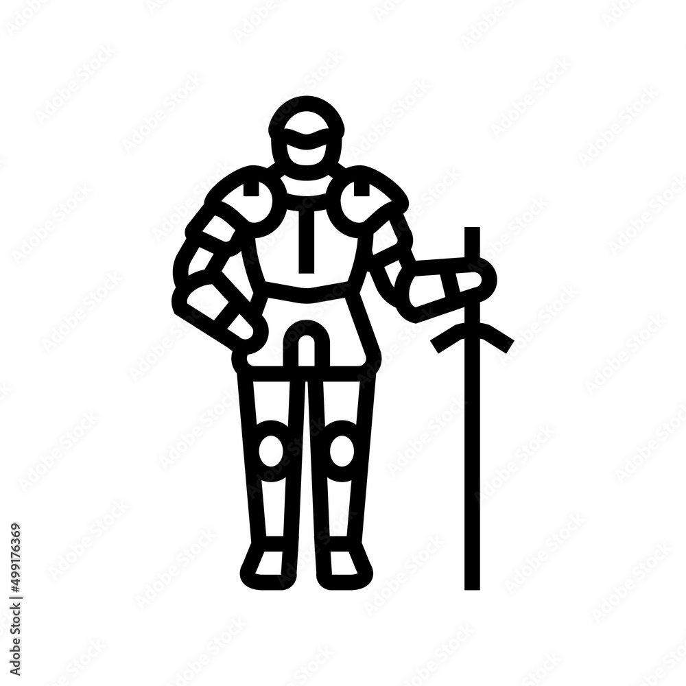 warrior knight line icon vector. warrior knight sign. isolated contour symbol black illustration
