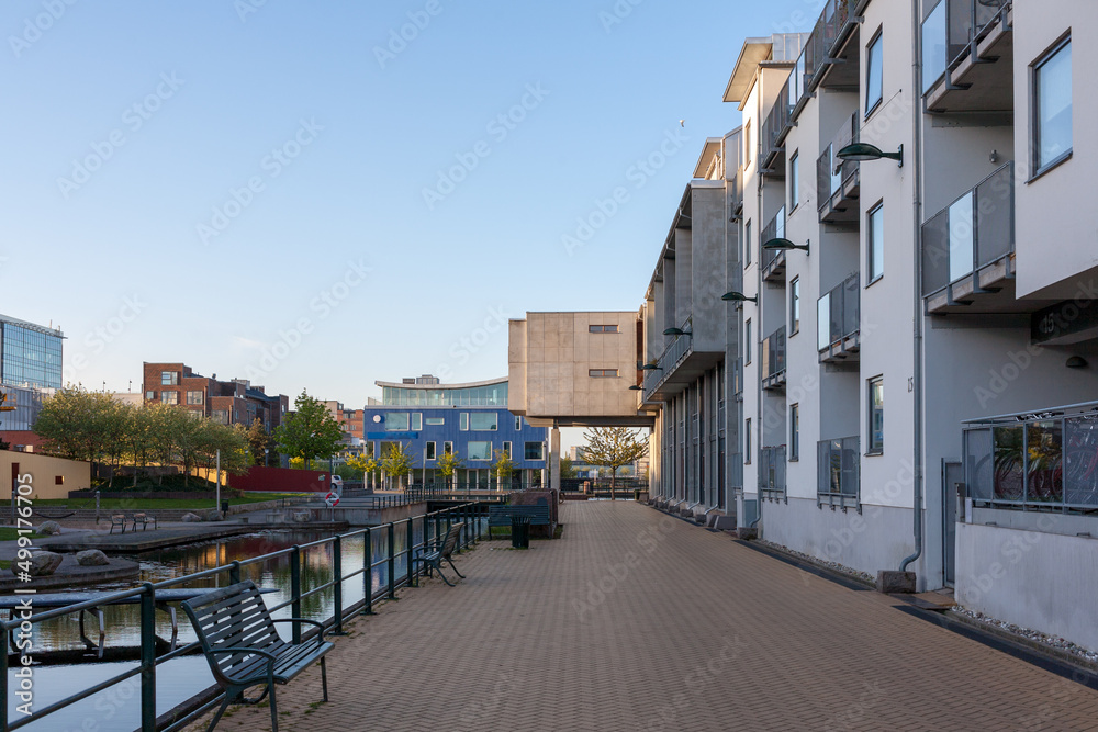 Europe urban street city Malmo Sweden modern residential architecture 
