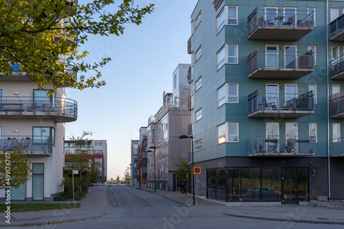 Europe urban street city Malmo Sweden modern residential architecture 