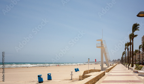 coastline beach sand in summer view of the city of Alicante Spain 