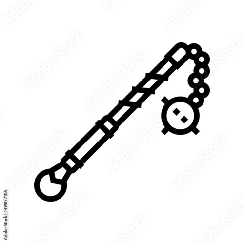 flail medieval weapon line icon vector. flail medieval weapon sign. isolated contour symbol black illustration
