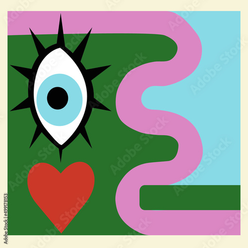 Cute card. Abstract composition in trendy colors. Vector illustration.