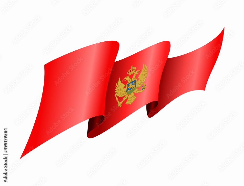 Montenegrian flag wavy abstract background. Vector illustration.