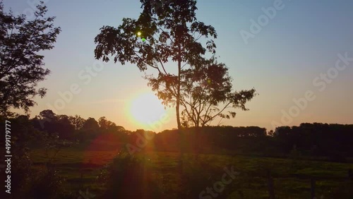 Wallpaper Mural Sunset, beautiful sunset flight on a dam in Brazil, drone scene. Torontodigital.ca
