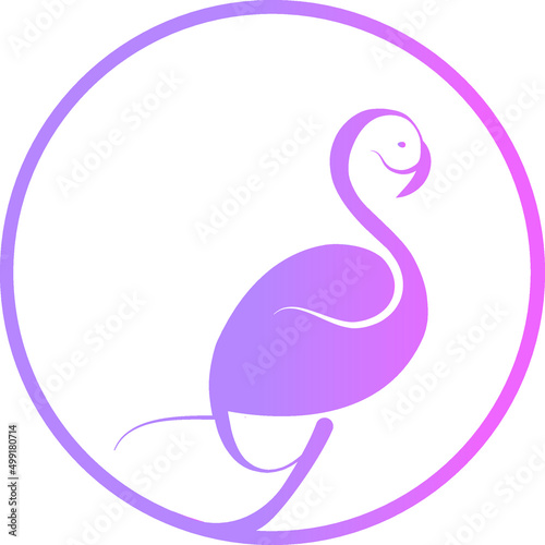 Pink Flamingo Logo Template. Bird Vector Design
