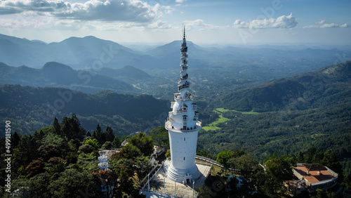 Ambuluwawa Biodiversity Complex. Sri Lanka. Temple on top of a mountain with a spiral staircase. photo