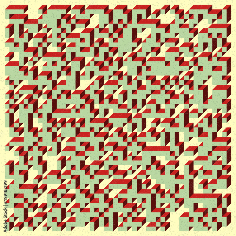 Fototapeta premium Implementation of Edward Zajec’s “Il Cubo” from 1971. Essentially a Truchet tile set of 8 tiles and rules for placement art illustration