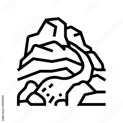 mountain river line icon vector. mountain river sign. isolated contour symbol black illustration