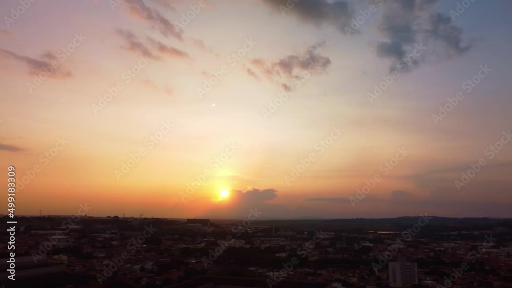 Sunset, magnificent sunset in a small town in Brazil, 4k, drone scene. Sunset, magnificent sunset in a small town in Brazil, 4k, drone scene.