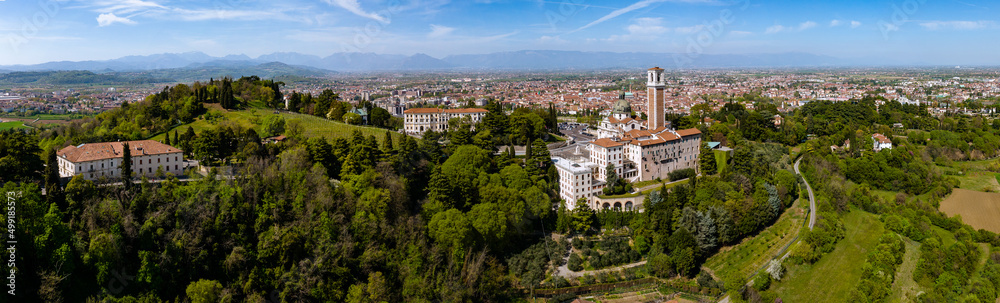 Aerial panorama at Monte Berico on a sunny day