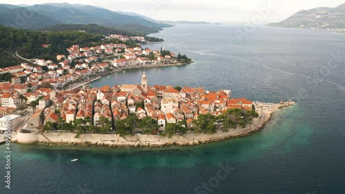 aerial view of the city Korcula in Croatia