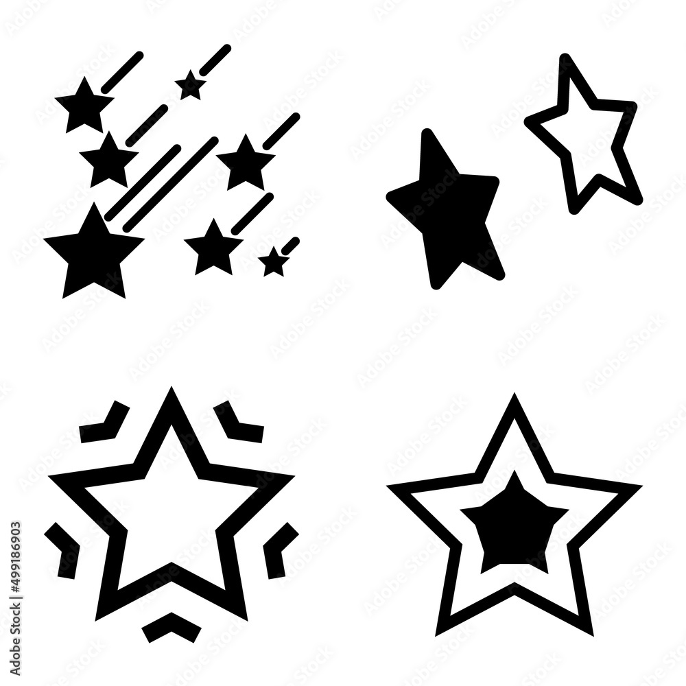 Obraz premium Stars Flat Icon Set Isolated On White Background