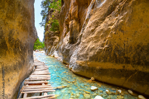 Fototapete National Park Samaria Gorge, hiking trail. Crete, Greece