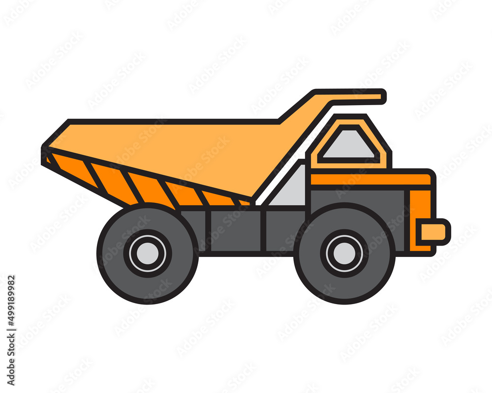 truck vector illustration design. construction equipment in yellow. machines for the building project.