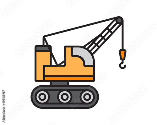 crane vector illustration design.construction equipment in yellow. machines for the building project.