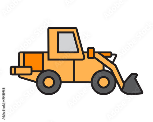 loader vector illustration design. construction equipment in yellow. machines for the building project.
