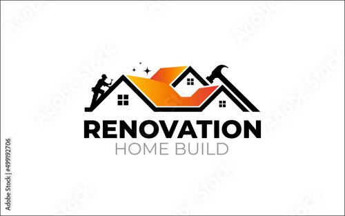 Illustration vector graphic of renovation, home repair, and building concept logo design template