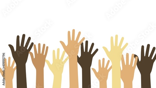 Multicultural hands. Flat style. Vector editable