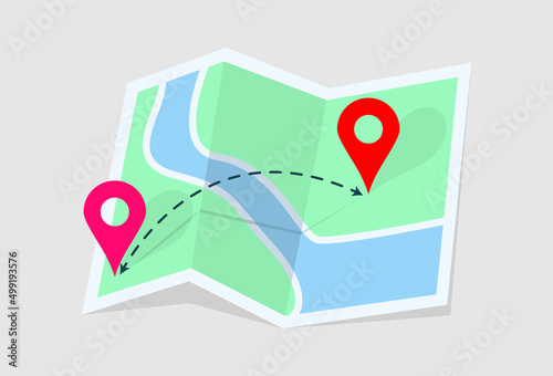 Map symbol pin. Cartoon of cartography itinerary vector icon. Delivery concept. Vector modern illustration