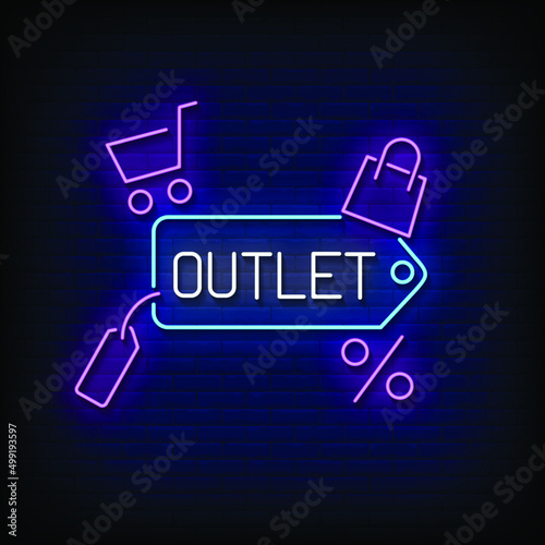 Outlet Neon Signs Style Text Vector