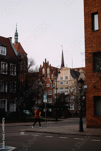 beautiful old houses of Gdansk city in Poland photo