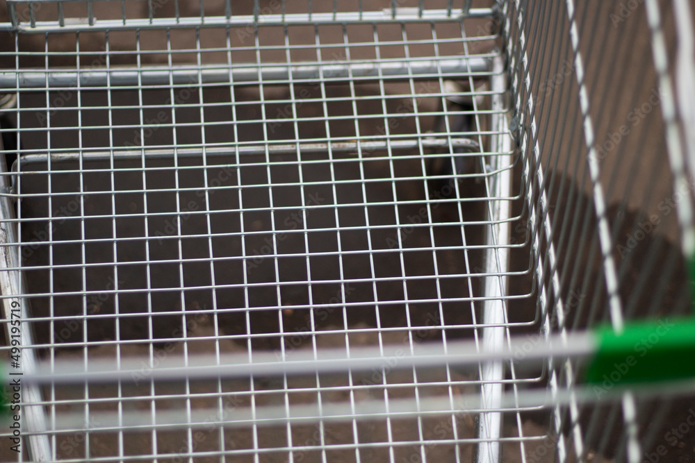 Shopping cart. Grocery basket on street. Steel mesh. Parking details. Shopping cart. Grocery basket on street. Steel mesh. Parking details.