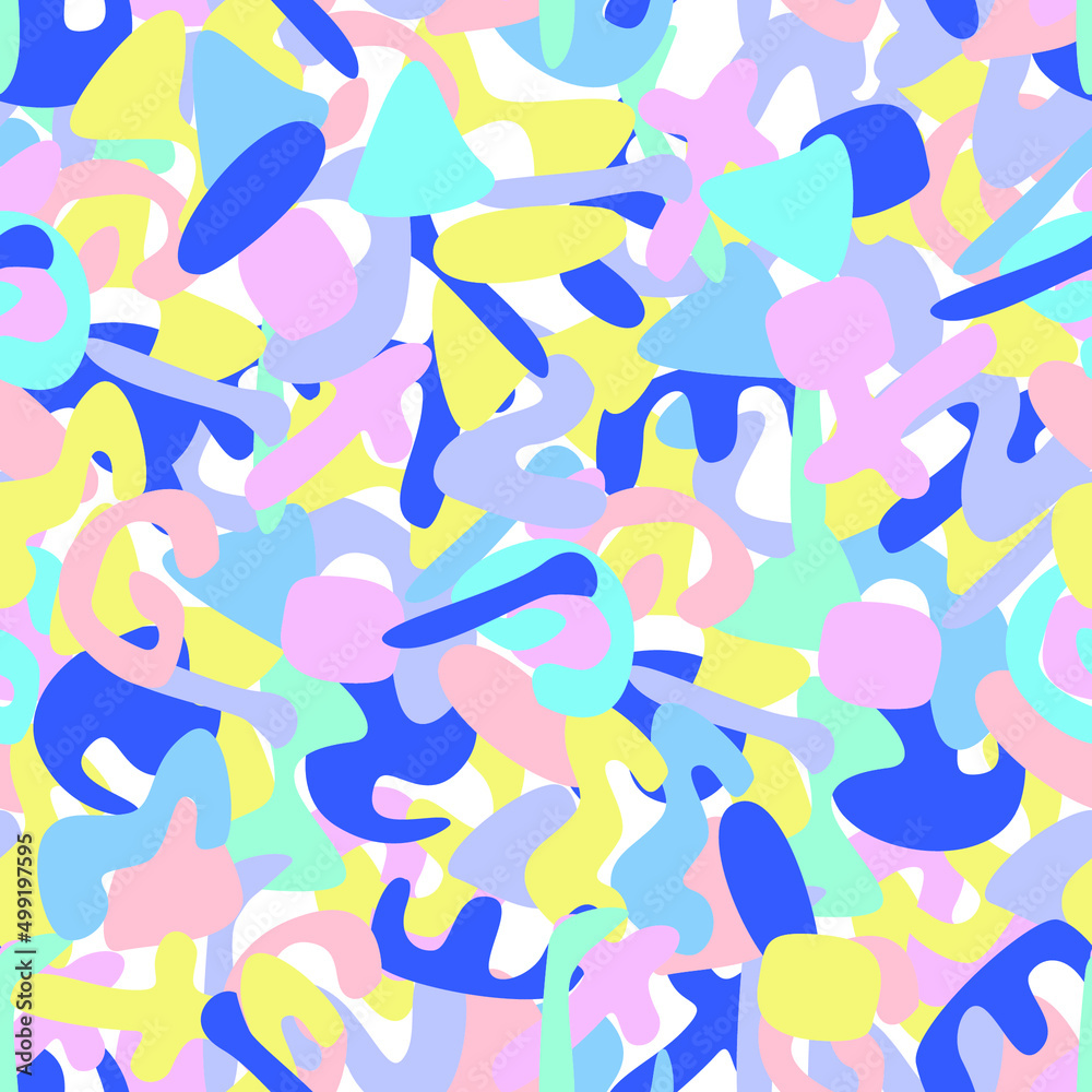 Abstract seamless pastel colorful infantile, childish geometric pattern by hand