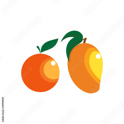 mango tropical fruit jamaican illustration vector isolated on white background
