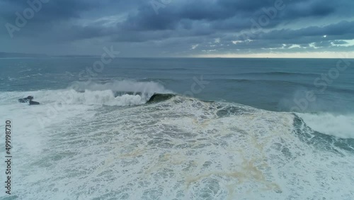 Wallpaper Mural Aerial view on big waves of Atlantic ocean at storm, 4k Torontodigital.ca