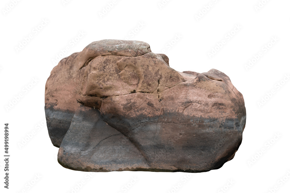 Rock isolated on white background,  grey stone with rough edges.