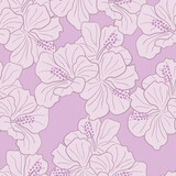 Modern tropical flowers seamless pattern design. Hibiscus flowers background. Exotic jungle wrapping paper. Beautiful print with hand drawn exotic plants