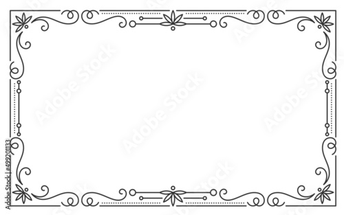 Vintage frame border divider text separator black line . Retro filigree rectangle shape greeting card restaurant menu wedding decorating book cover. Rich pattern geometric element isolated white