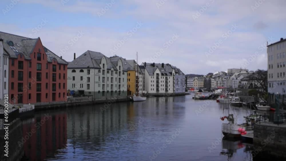 Boats moored in Aalesund, Norway Boats moored in Aalesund, Norway