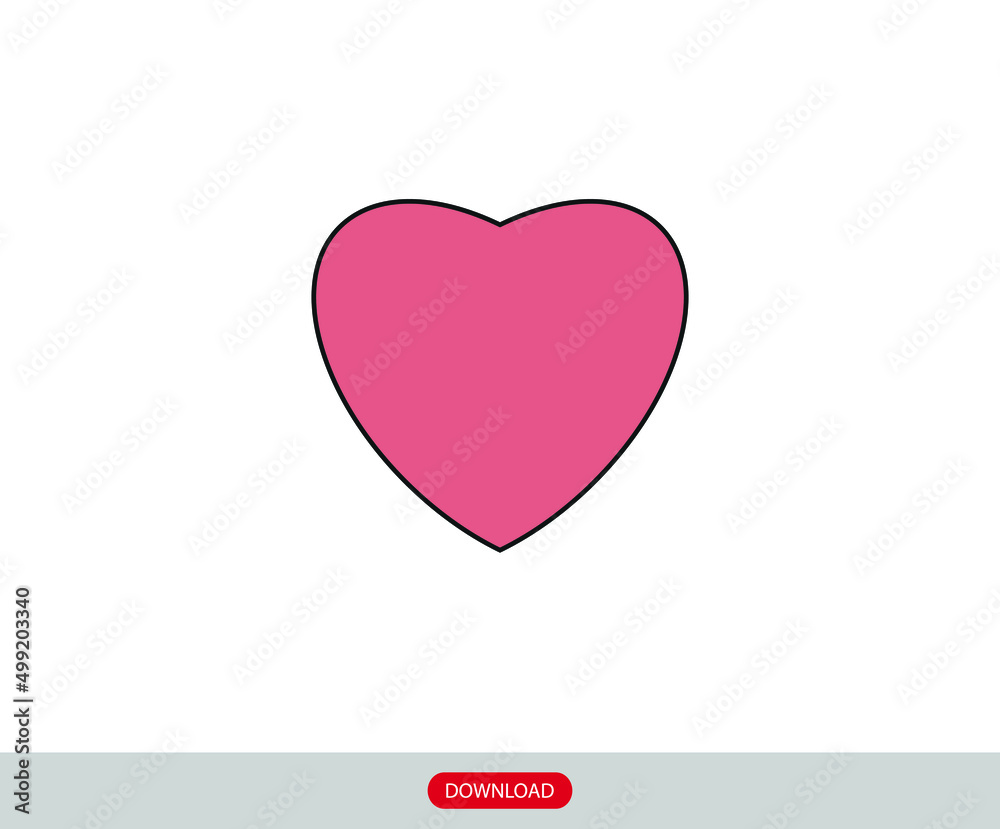Heart vector icon, Love symbol. Valentine's Day sign, emblem isolated on white background.