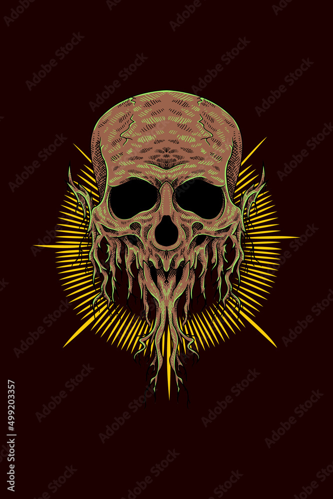 Fototapeta premium Root skull vector illustration