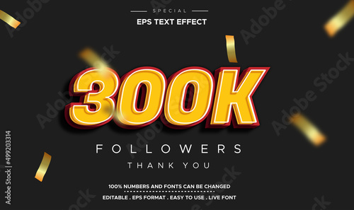Editable text style 300K number effect.