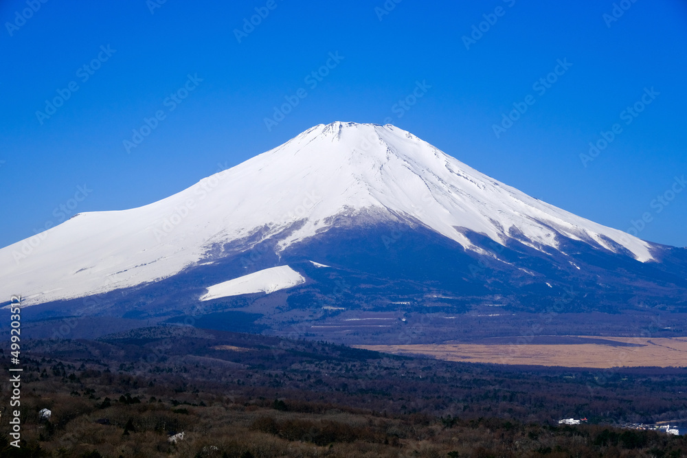 【山梨】パノラマ台から見る山中湖と富士山（冬）