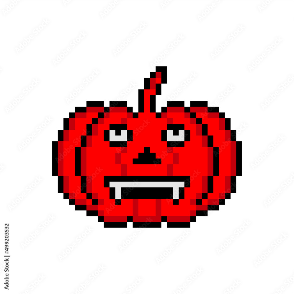 Emoticon or emoji with Pumkins in pixel art .Vector illustration isolated on white background. Emoticon or emoji with Pumkins in pixel art .Vector illustration isolated on white background.